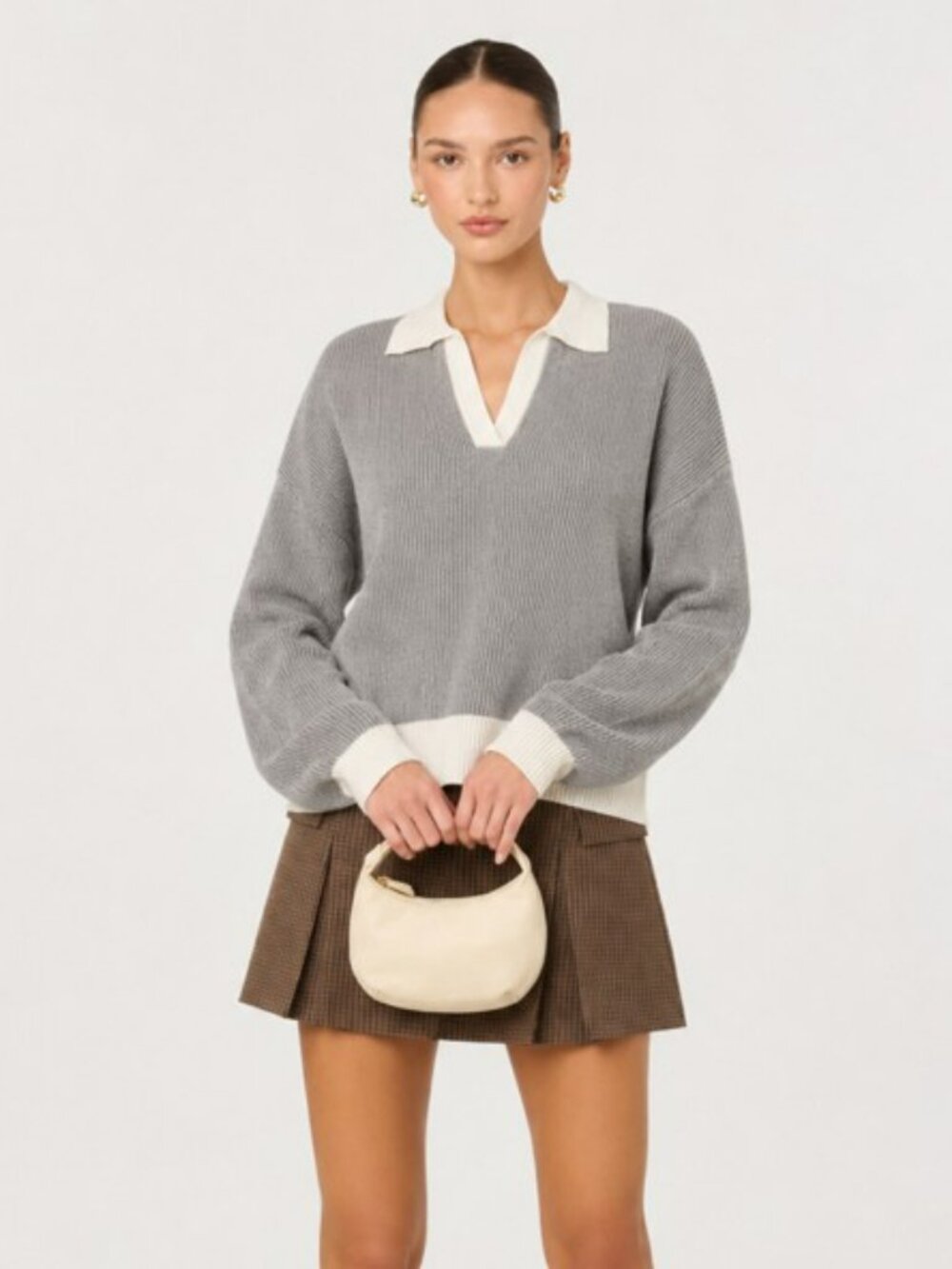 Dreamers by Debut Gray Sweater Layer Large NWT Campus